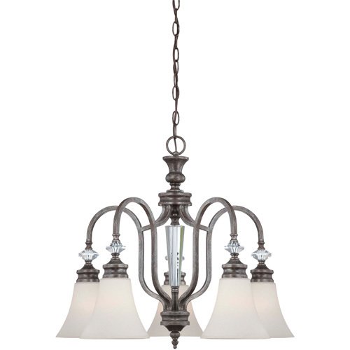 25 1/2" Chandelier in Mocha Bronze with Creamy Etched Glass