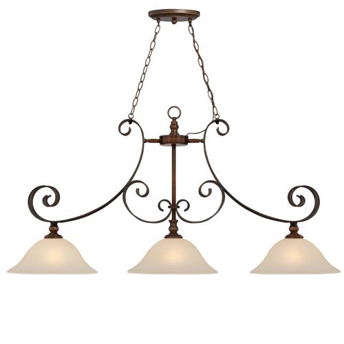 49" Island Pendant Light in Spanish Bronze with Opal Glass