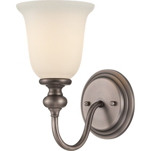 Single Wall Sconce in Antique Nickel with Creamy Frost Glass