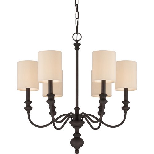 26 1/2" Chandelier in Gothic Bronze with Natural Linen Shade