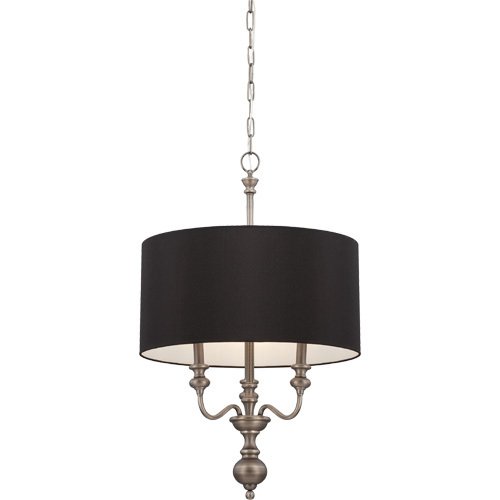 19 3/8" Foyer Pendant Light in Antique Nickel with Black Shade