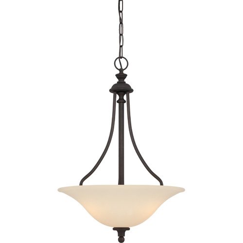 18" Pendant Light in Gothic Bronze with Creamy Frost Glass