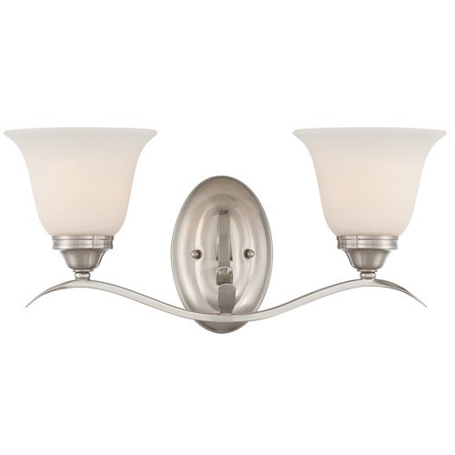 Double Bath Light in Brushed Nickel with Frost White Glass