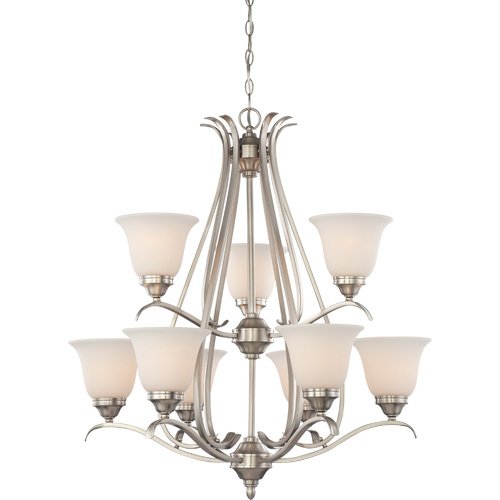 25" Chandelier in Brushed Nickel with Frost White Glass