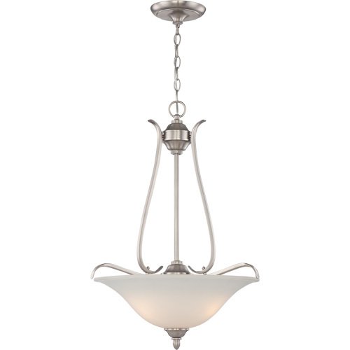 17 1/4" Pendant Light in Brushed Nickel with Frost White Glass