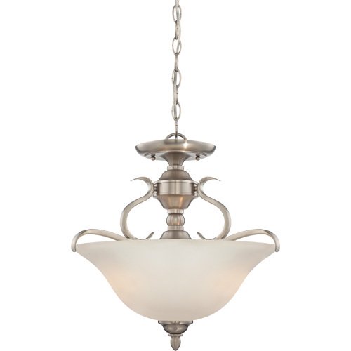 21 1/2" Convertible Pendant / Semi Flush Light in Brushed Nickel with Frost White Glass