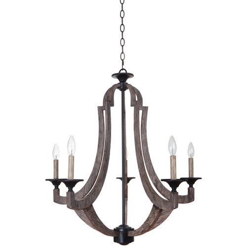 5 Light Chandelier in Weathered Pine
