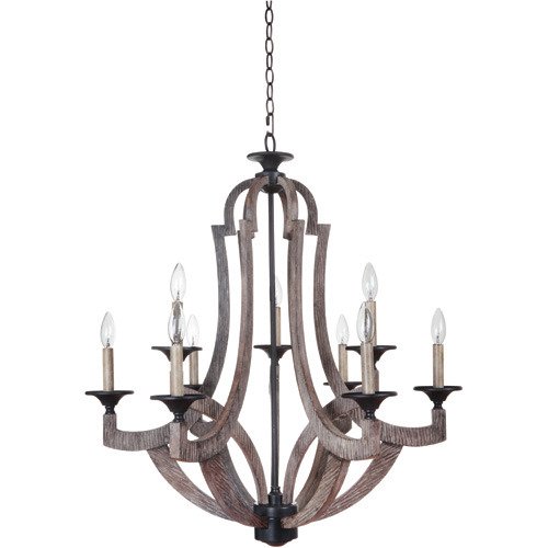 9 Light Chandelier in Weathered Pine
