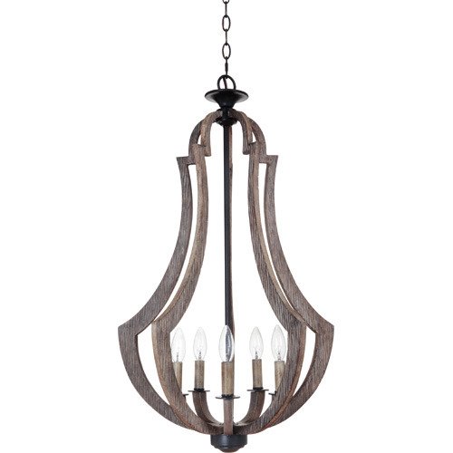 5 Light Entry Fixture in Weathered Pine