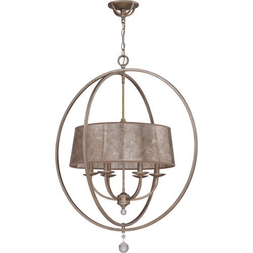 6 Light Chandelier in Athenian Obol and Mica Shade