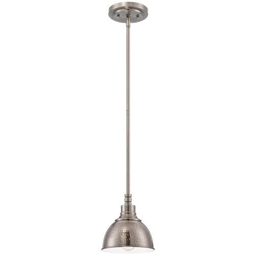 Mini Pendant in Antique Nickel and Hammered Metal Shade