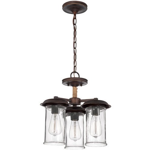 3 Light Convertible Ceiling Fixture in Aged Bronze and Clear Glass