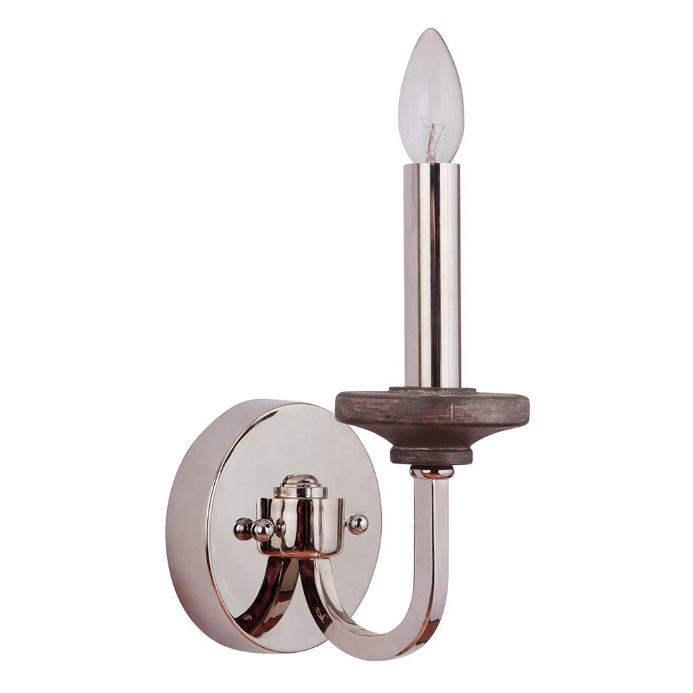 1 Light Wall Sconce in Polished Nickel/Greywood