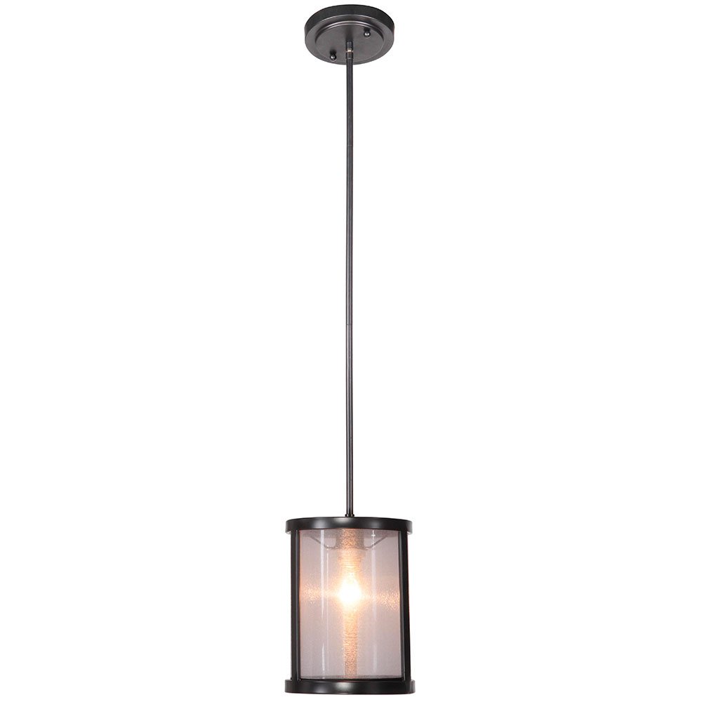 1 Light Pendant in Matte Black with Organza-wrapped acrylic shade