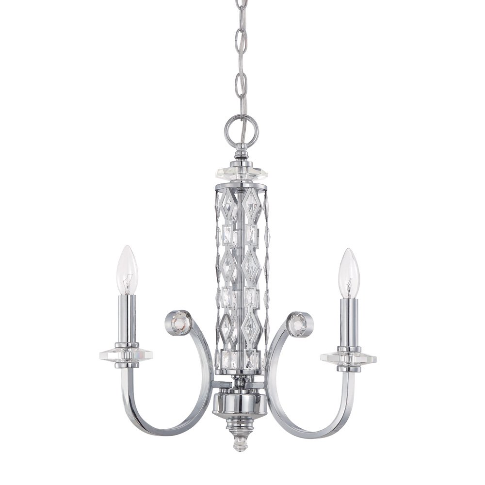 3 Light Chandelier in Chrome with Crystal Trim