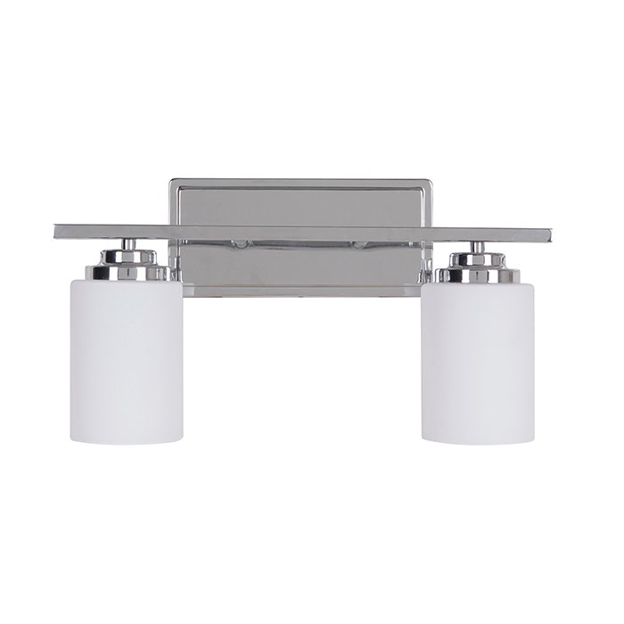 2 Light Vanity in Chrome with White Frosted Glass