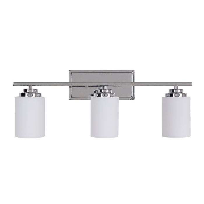 3 Light Vanity in Chrome with White Frosted Glass