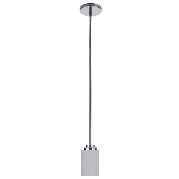 1 Light Mini Pendant in Chrome with White Frosted Glass