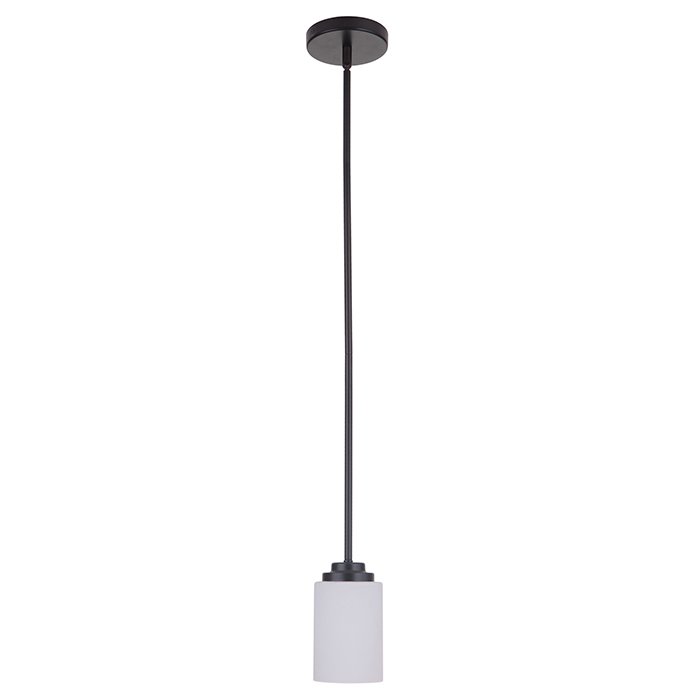 1 Light Mini Pendant in Oiled Bronze with White Frosted Glass