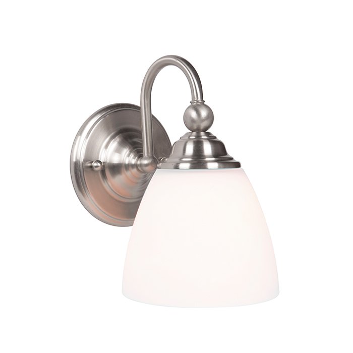1 Light Wall Sconce in Brushed Polished Nickel with White Frosted Glass