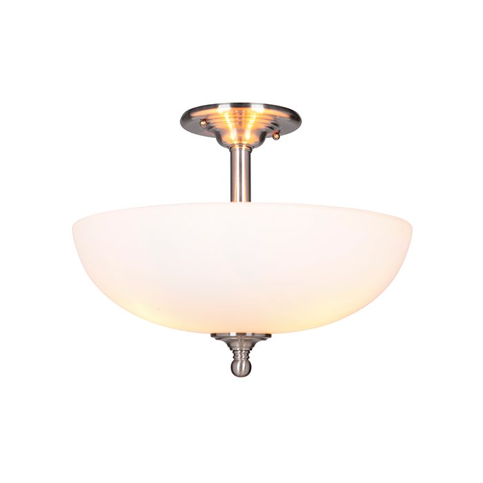 3 Light Convertible Semi Flush in Brushed Polished Nickel with White Frosted Glass
