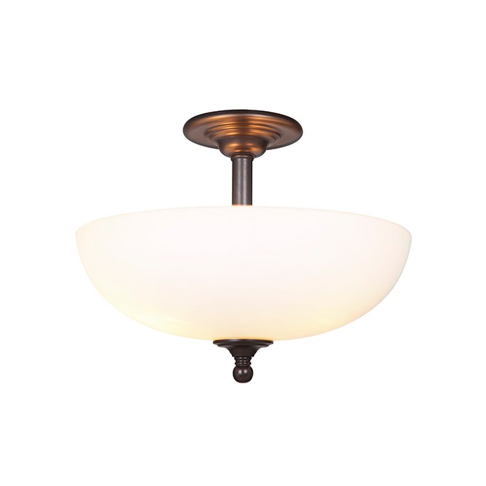 3 Light Convertible Semi Flush in Espresso with White Frosted Glass