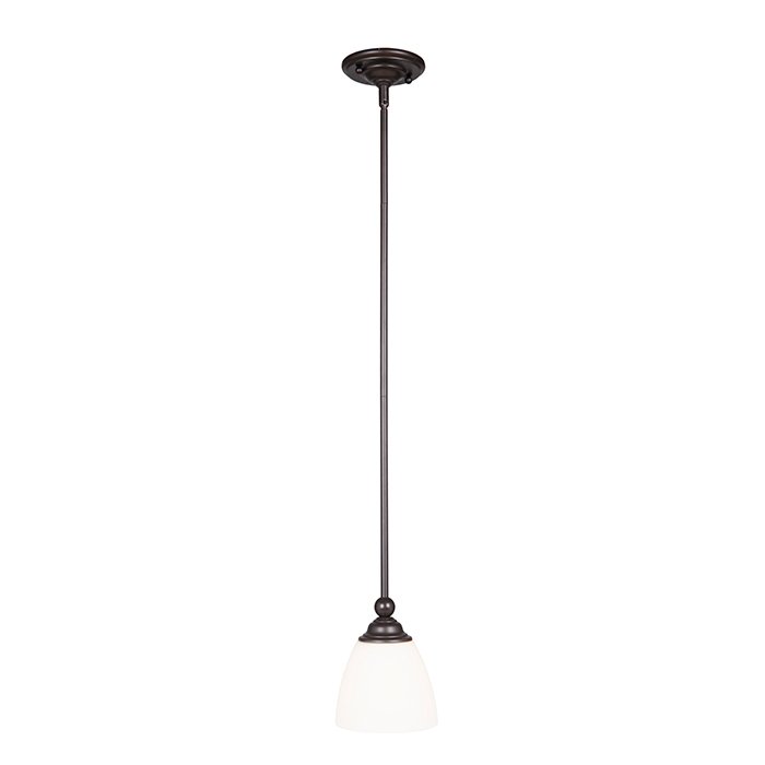 1 Light Mini Pendant in Espresso with White Frosted Glass