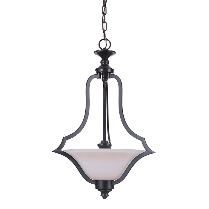3 Light Pendant in Matte Black with White Frosted Glass