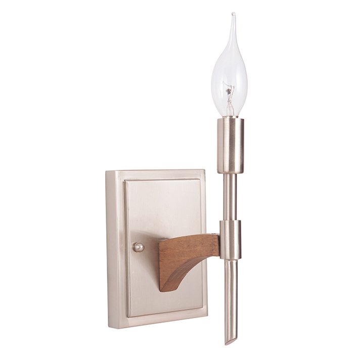 1 Light Wall Sconce in Brushed Nickel/Whiskey Barrel