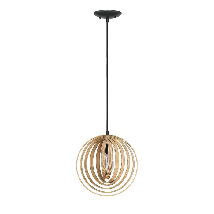 1 Light Pendant in Espresso with Bentwood Strips
