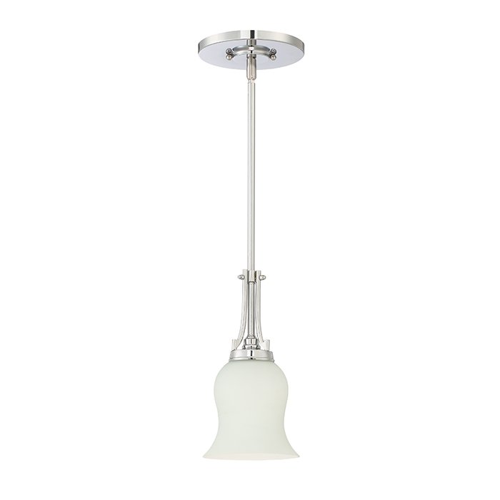 1 Light Mini Pendant in Chrome with Clear outside, frosted inside Glass