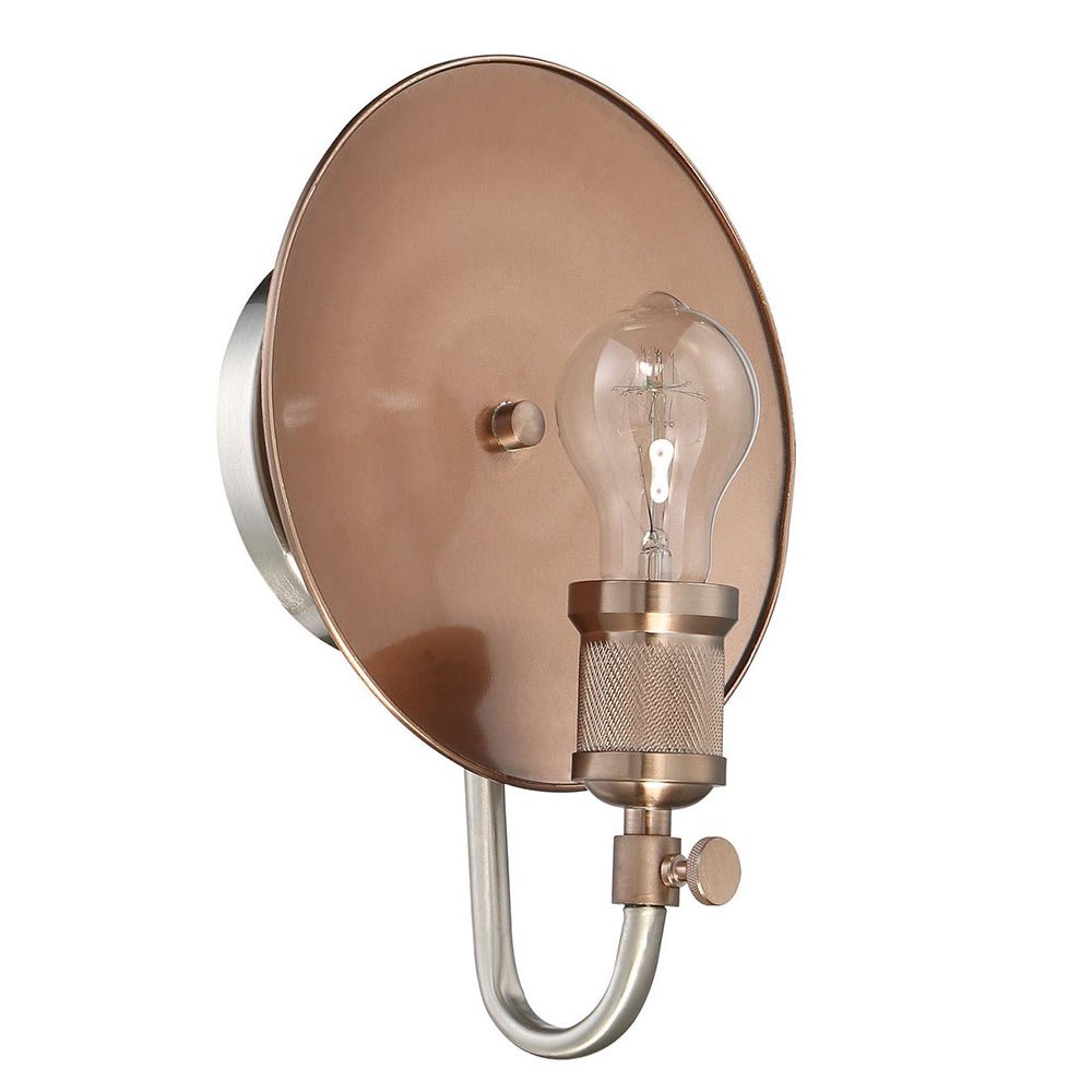 1 Light Wall Sconce in Polished Nickel/Satin Rose Gold