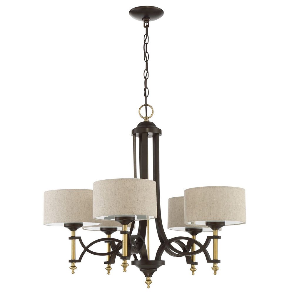 5 Light Chandelier in Antique Gold and Bronze