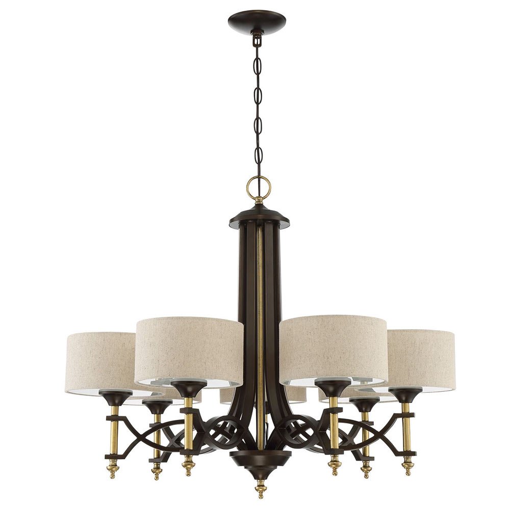 7 Light Chandelier in Antique Gold and Bronze