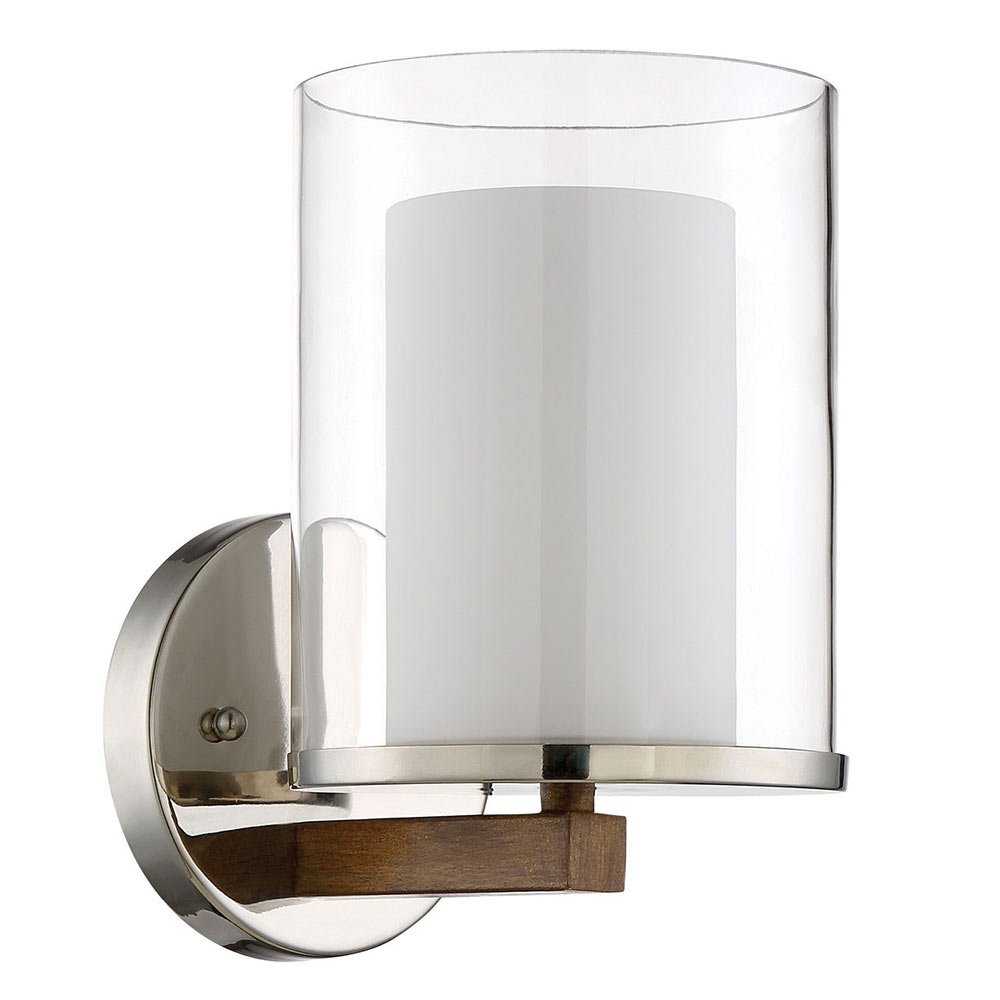 1 Light Wall Sconce in Polished Nickel and Whiskey Barrel