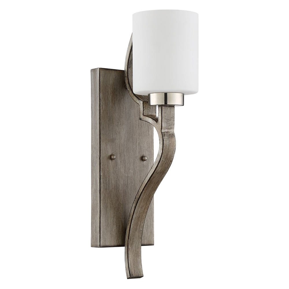 1 Light Wall Sconce in Polished Nickel and Weathered Fir