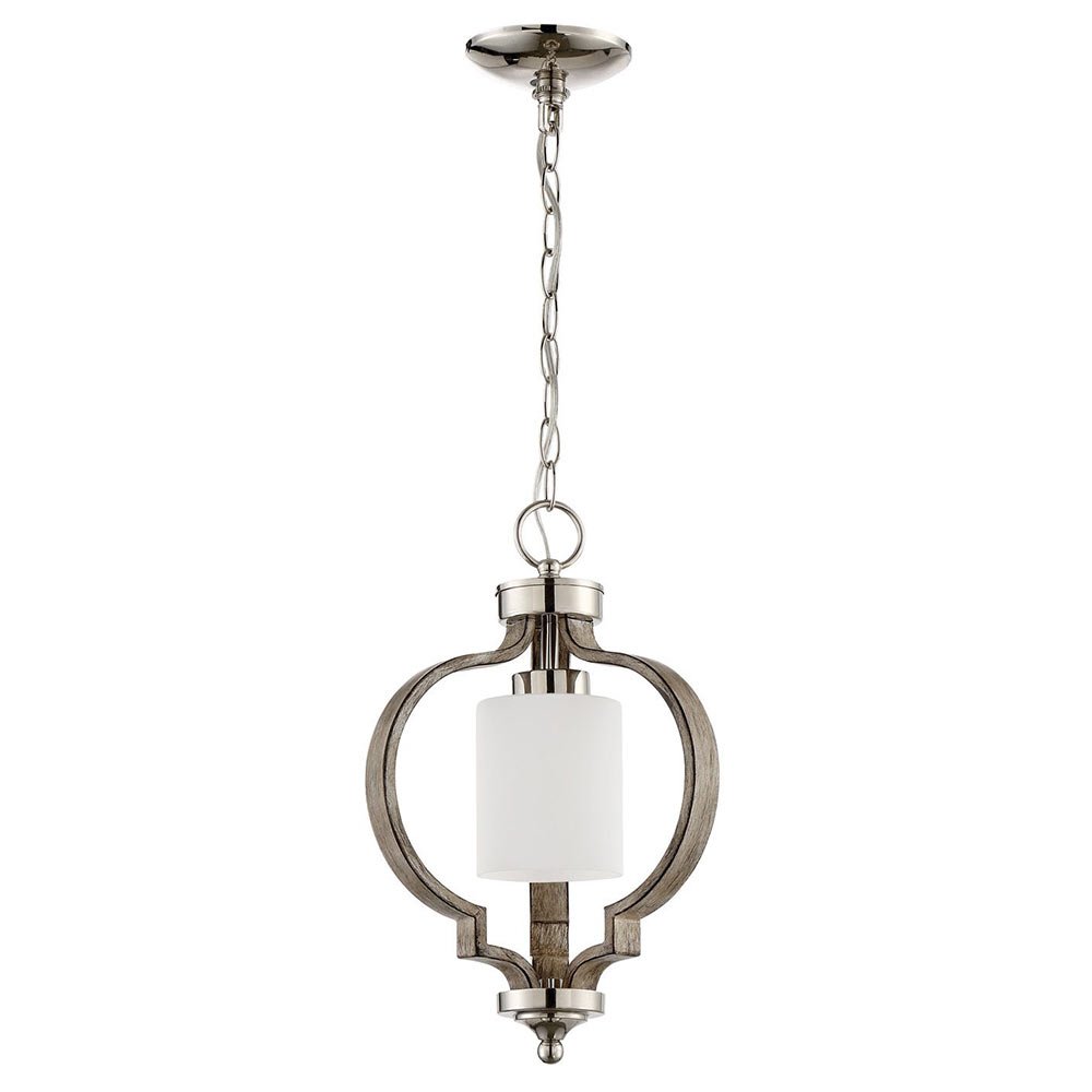 1 Light Pendant in Polished Nickel and Weathered Fir
