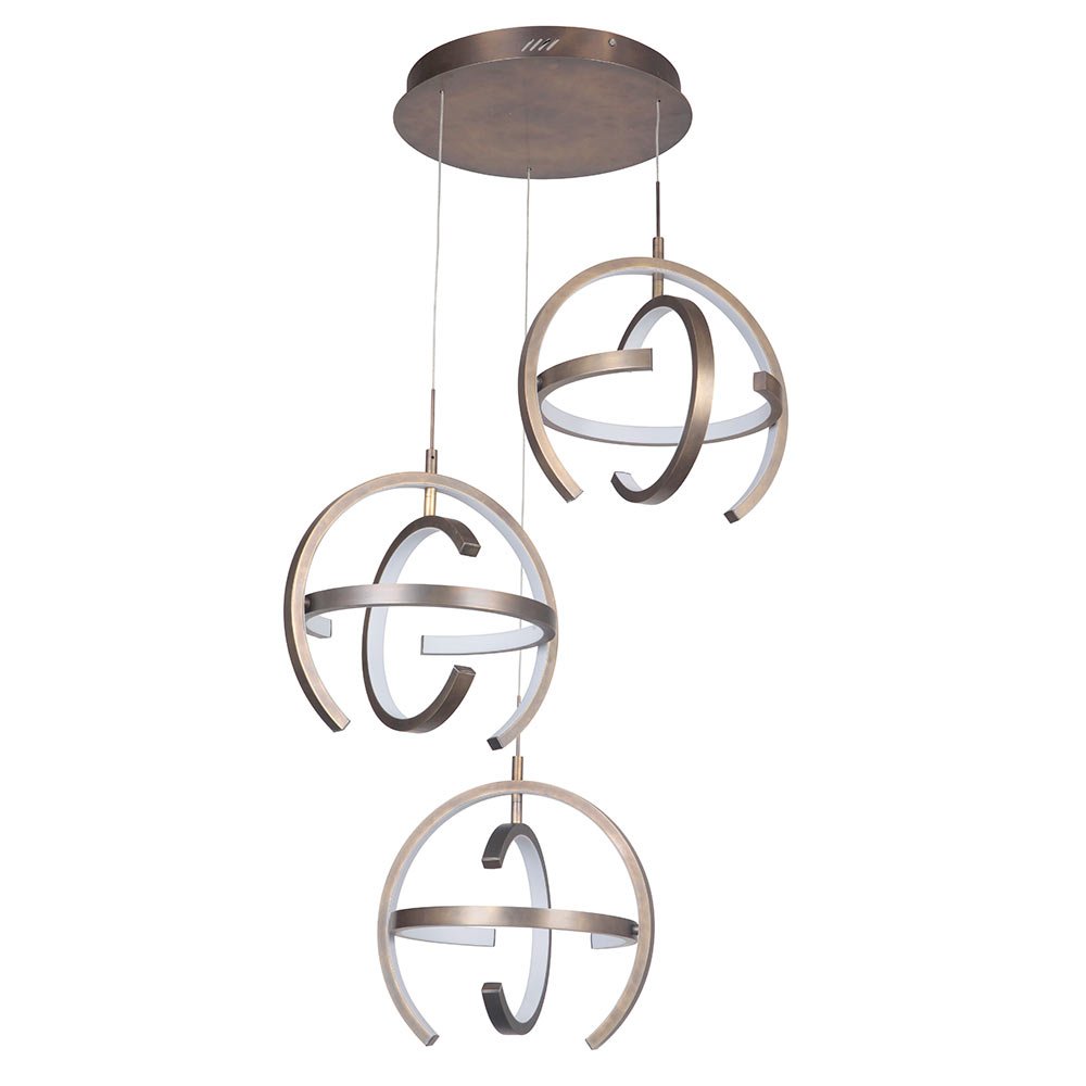 3 Light LED Pendant in Patina Aged Brass