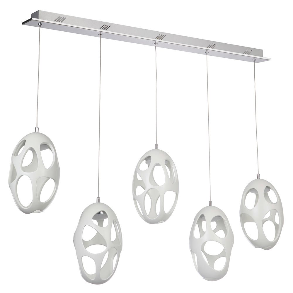 5 Light LED Pendant in White
