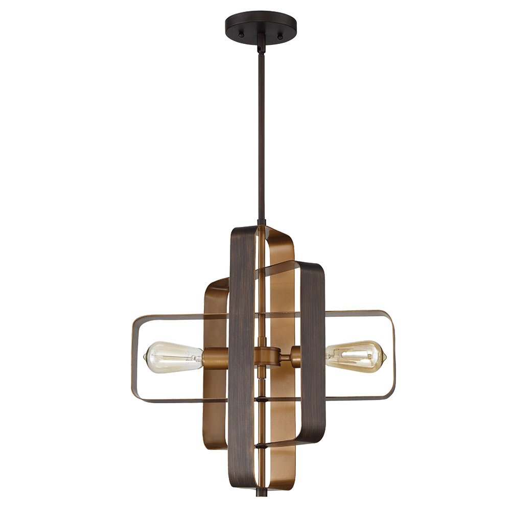 2 Light Pendant w/ Rods in Aged Bronze Brushed