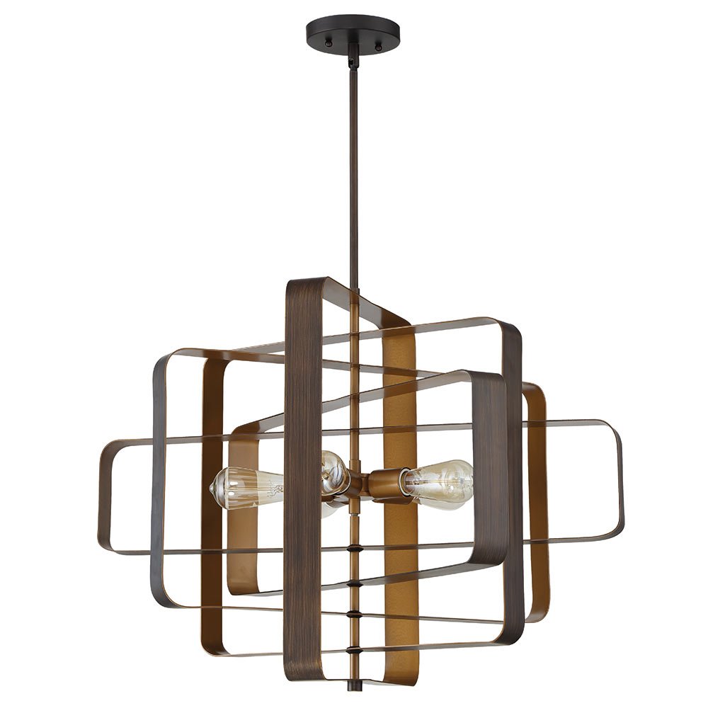 5 Light Pendant w/ Rods in Aged Bronze Brushed
