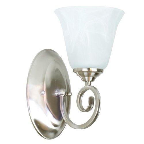 Single Wall Sconce in Brushed Nickel with Alabaster Glass