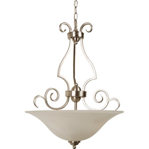 18" Pendant Light in Brushed Nickel with Alabaster Glass
