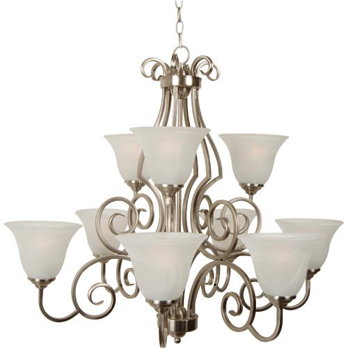 32" Chandelier in Brushed Nickel with Alabaster Glass