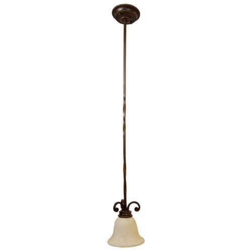 7 1/2" Pendant Light in Aged Bronze with Antique Scavo Glass