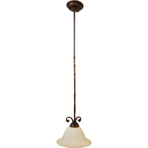 12" Pendant Light in Aged Bronze with Antique Scavo Glass