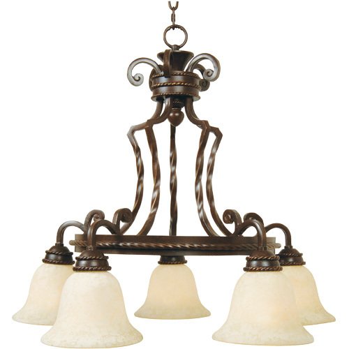 28 3/4" Chandelier in Aged Bronze with Antique Scavo Glass