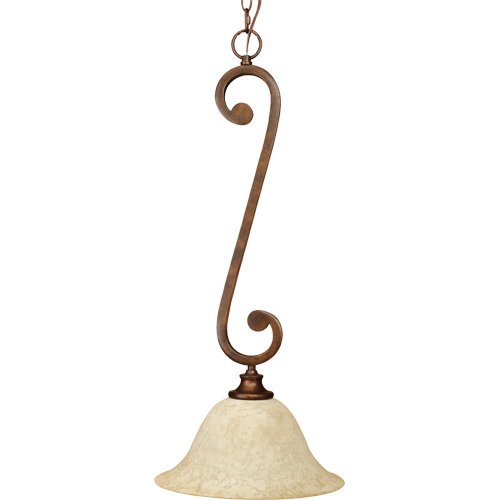 12" Pendant Light in Peruvian with Antique Scavo Glass