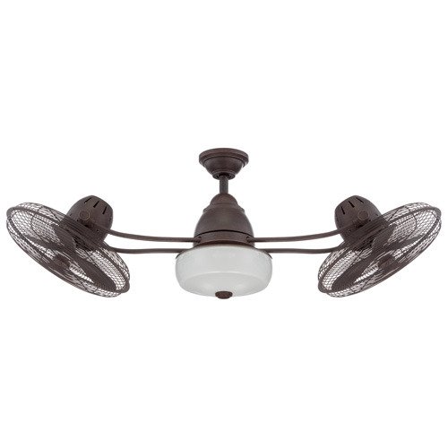 48" Dual Head Ceiling Fan with Blades and Light Kit in Aged Bronze
