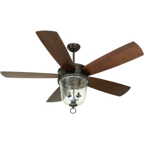 60" Ceiling Fan in Oiled Bronze Gilded with Blades and Integrated Light Kit